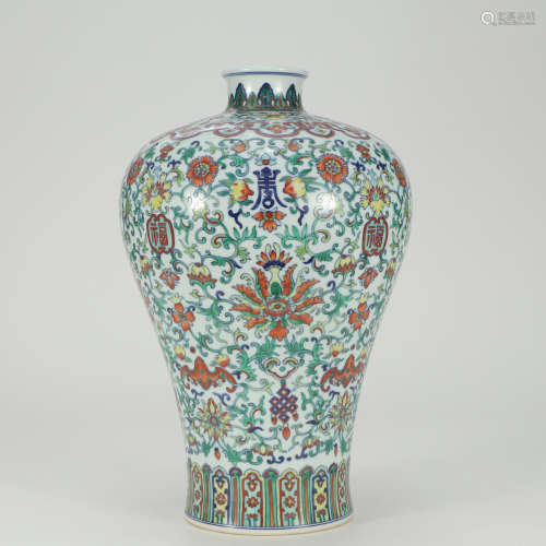 A Doucai Floral Porcelain Meiping