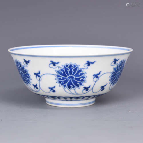A Blue and White  Flowers Porcelain Bowl