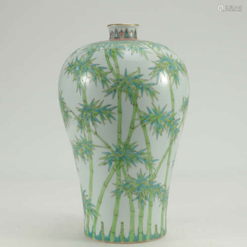 A Famille Rose Bamboo Pattern Porcelain Meiping