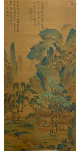 A Chinese Figure Painting Silk Scroll, Qiu Ying Mark