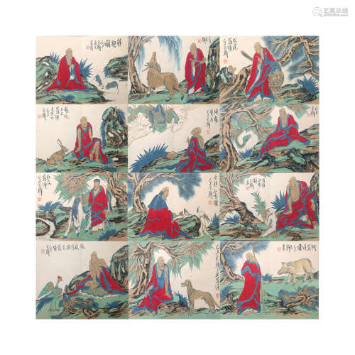 A Chinese 12 Zodiacs Painting Album, Fan Yang Mark