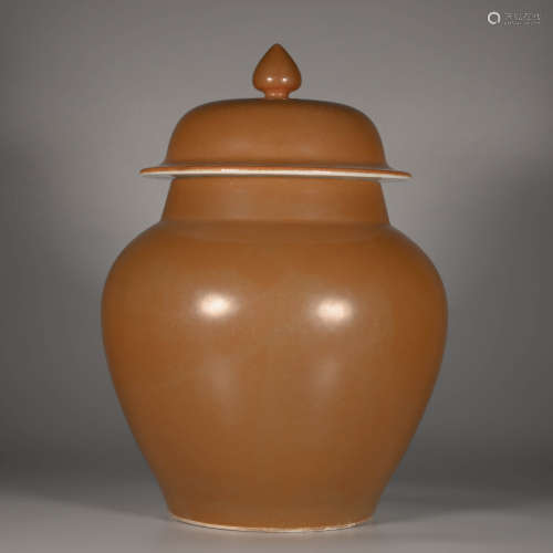 A Brown Glaze Porcelain Jar with Cover