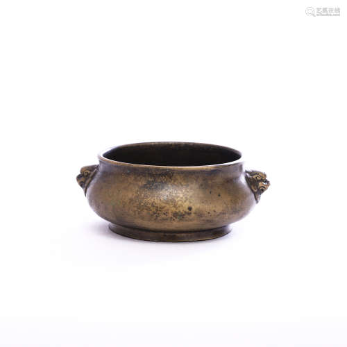 A Double-eared Bronze Incense Burner