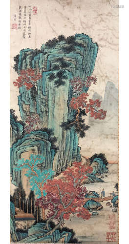 A Chinese Landscape Painting Scroll, Tang Yin Mark