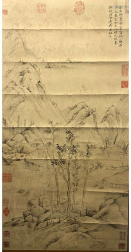 A Chinese Landscape Painting Scroll, Ni Zan Mark