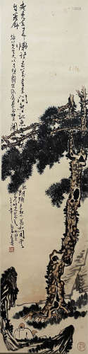 A Chinese Flowers&birds Painting Scroll, Pan Tianshou Mark