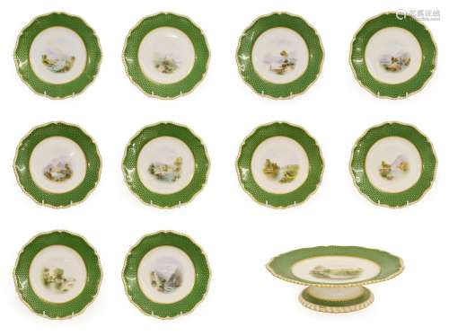 A Royal Worcester Porcelain Topographical Dessert Service, by Harry Davis, 1900, painted with