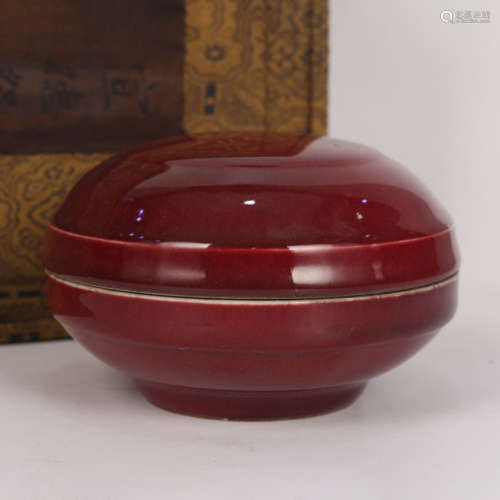 An Altar Red Glaze Porcelain Inkpad Box