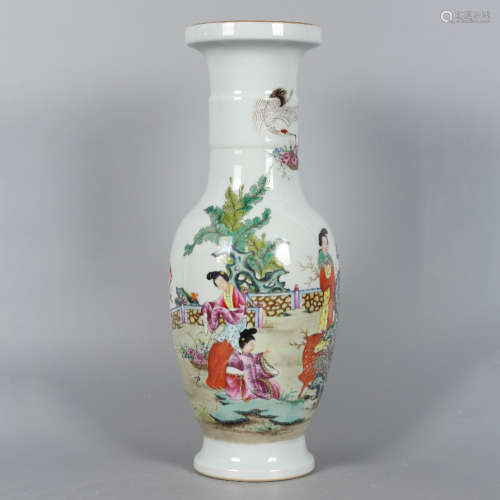 A Famille Rose Figure Porcelain Vase