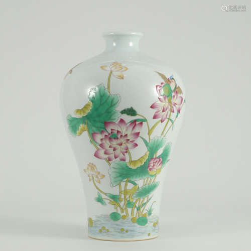 A Famille Rose Lotus Pattern Porcelain Meiping