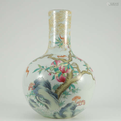A Famille Rose Peach Pattern Porcelain Tianqiuping