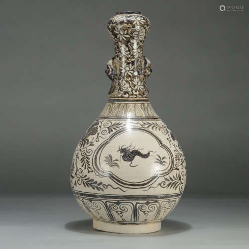 A Jizhou Kiln Porcelain Double-eared Vase