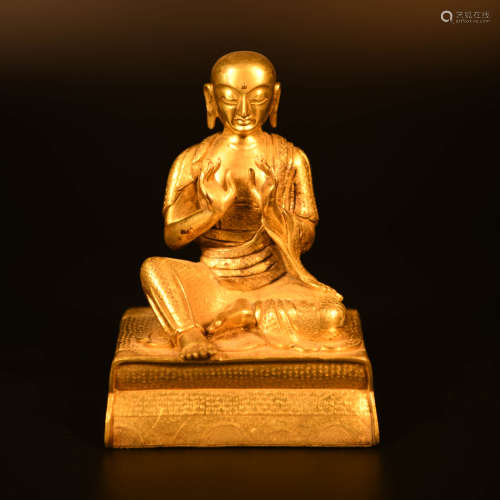 A Gild Bronze Statue of Ksitigarbha Bodhisattva