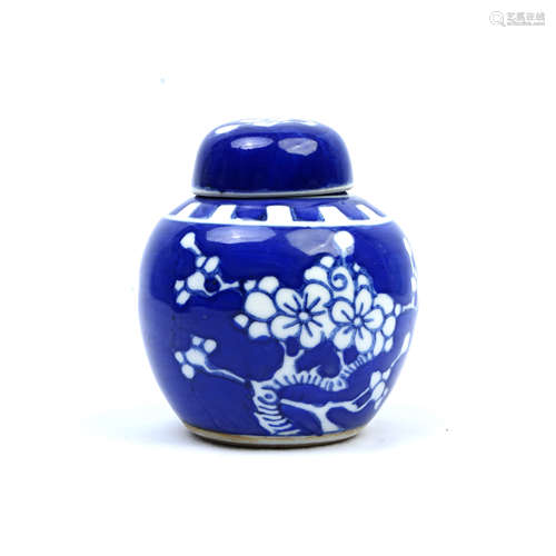 A Blue Glaze Plum Blossom Pattern Porcelain Jar