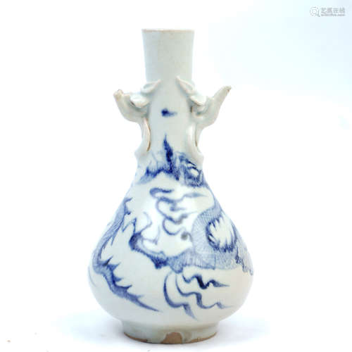 A Dragon Pattern Double-eared Porcelain Vase