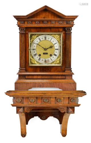 A Walnut Quarter Striking Bracket Clock with Bracket, signed Lenzkirch, circa 1900, architectural