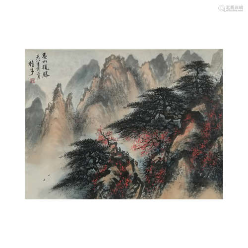 A Chinese Landscape Painting Scroll, Li Xiongcai Mark