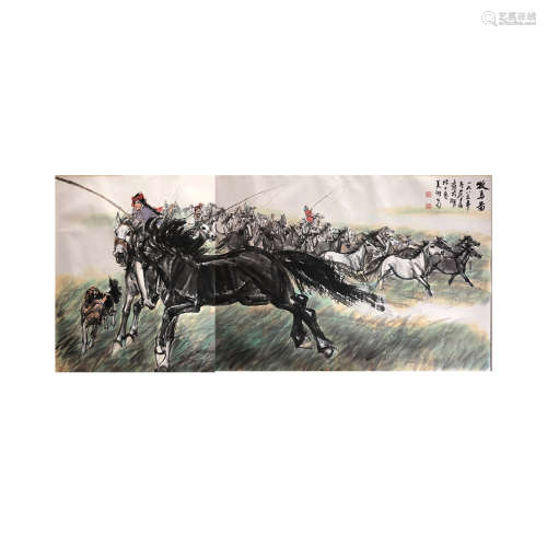 A Chinese Horse Painting, Huang Zhou Mark
