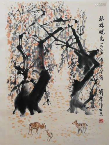 A Chinese Flowers&birds Painting Scroll, Fang Jizhong Mark