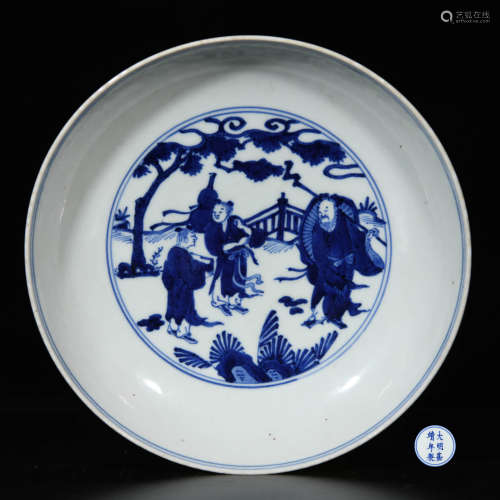 A Blue and White Figures Porcelain Plate