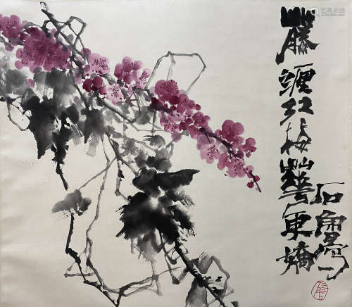 A Chinese Flowers&birds Painting Scroll, Shi Lu Mark
