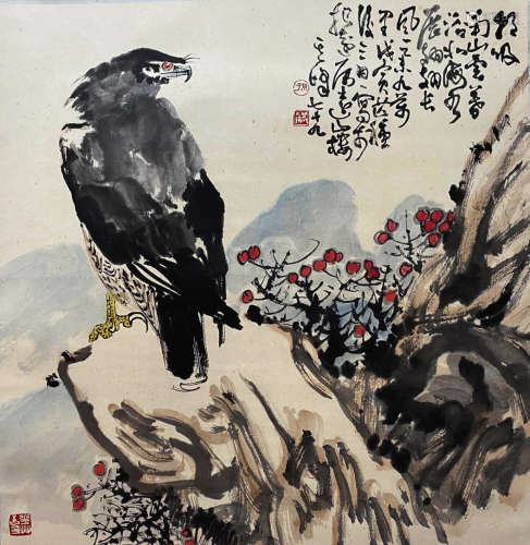 A Chinese Flowers&birds Painting Scroll, Sun Qifeng Mark