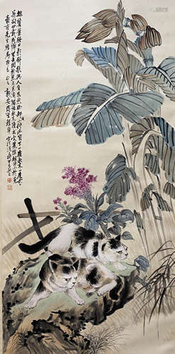 A Chinese Flowers&birds Painting Scroll, Cheng Zhang Mark