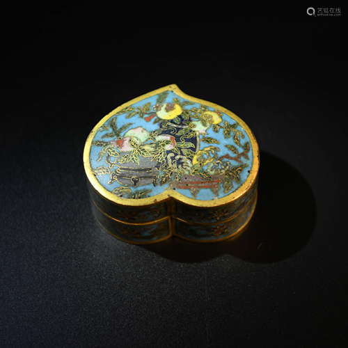 A Peach-shaped Gild Bronze Cloisonne Enamel Box