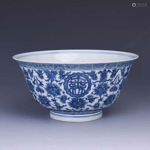 A Blue and White Floral Porcelain Bowl