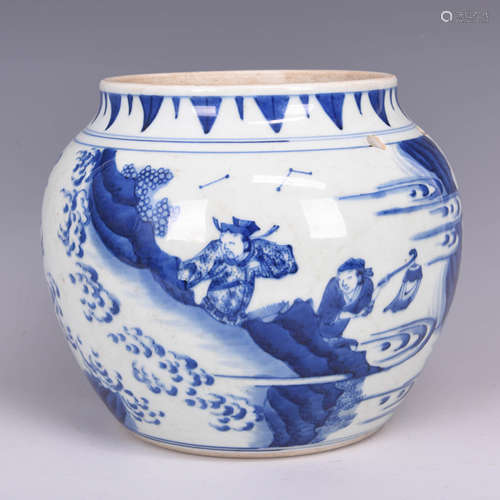 A Blue and White Figures Porcelain Jar