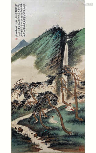 A Chinese Landscape Painting, He Tianjian Mark