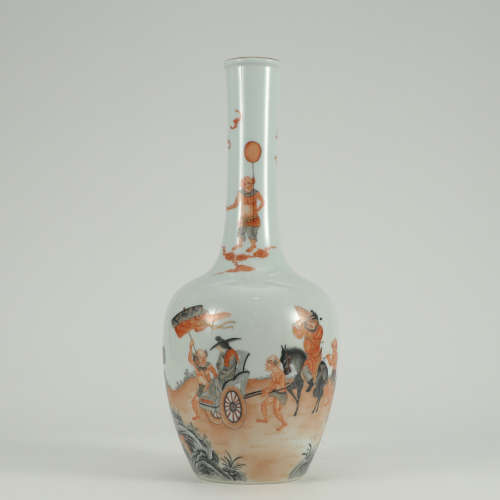 A Famille Rose Figures Porcelain Vase