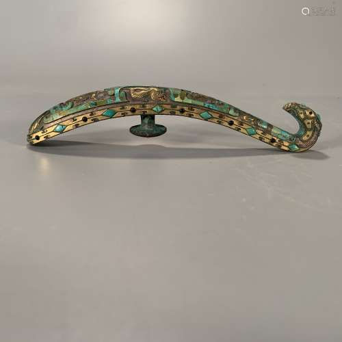 A Gold and Silver Inlaying Bronze Belt Hook