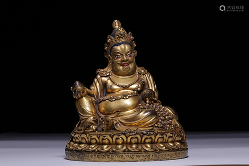 A GILT-BRONZE FIGURE OF VAISHRAVANA.QING PERIOD