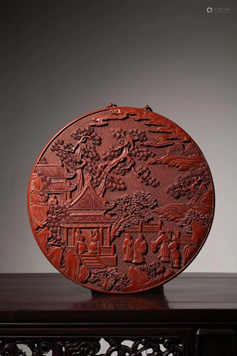 A CINNABAR LACQUER WALL PLAQUE.MARK OF QIANLONG