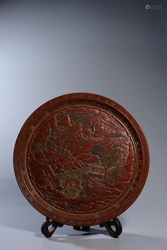 A CINNABAR LACQUER DISH.QING PERIOD