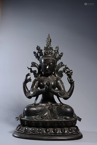 A BRONZE FIGURE OF GUANYIN.QIN PERIOD