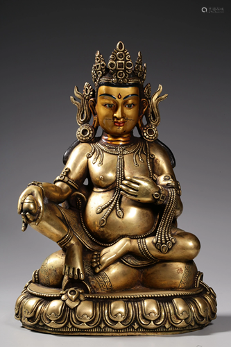 A GILT-BRONZE FIGURE OF VAISHRAVANA.QING PERIOD