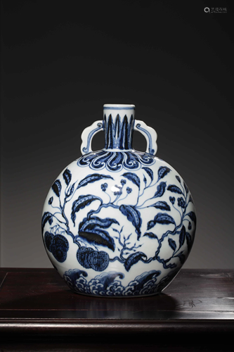 A BLUE AND WHITE MOONFLASK.MARK OF XUANDE