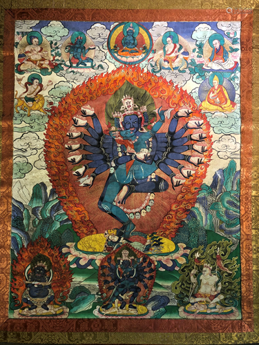 A THANGKA OF CHAKRASAMVARA AND VAJRAVARANI