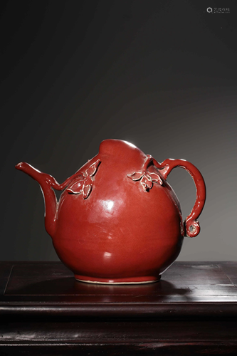 AN IRON-RED TEAPOT.MARK OF XUANDE