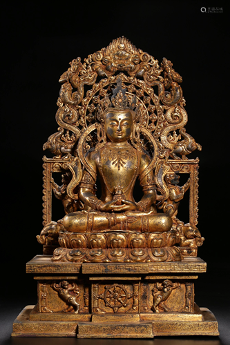 A GILT-BRONZE FIGURE OF AMITAYUS.QING PERIOD