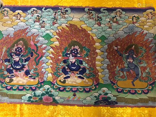 A THANGKA OF KAGYU PROTECTIVE DEITIES