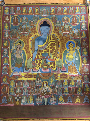 A THANGKA OF SAKYAMUNI