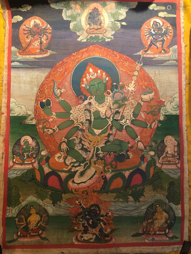 A THANGKA OF GREEN TARA