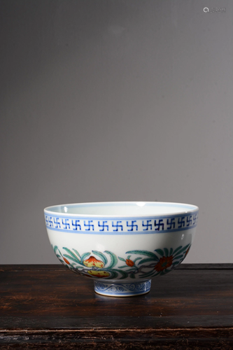 A DOUCAI -BLUE AND WHITE BOWL.MARK OF YONGZHENG