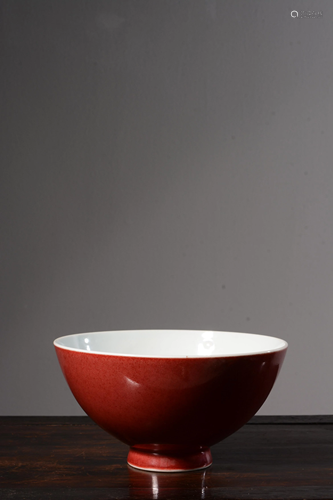 A COPPER-RED BOWL.MARK OF QIANLONG