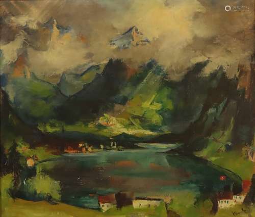 Bode, Adolf (1904-Offenbach-1970) - Gebirgsseelandschaft, Öl auf Leinwand, unte