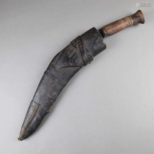 Kukri - Nepal, nach 1900, typische, zum Ort verbreiterte Rückenklinge mit Zierp