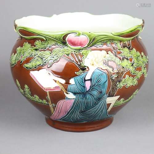 Jugendstil-Cachepot - Julius Dressler, Biela bei Bodenbach, um 1900, Keramik, b